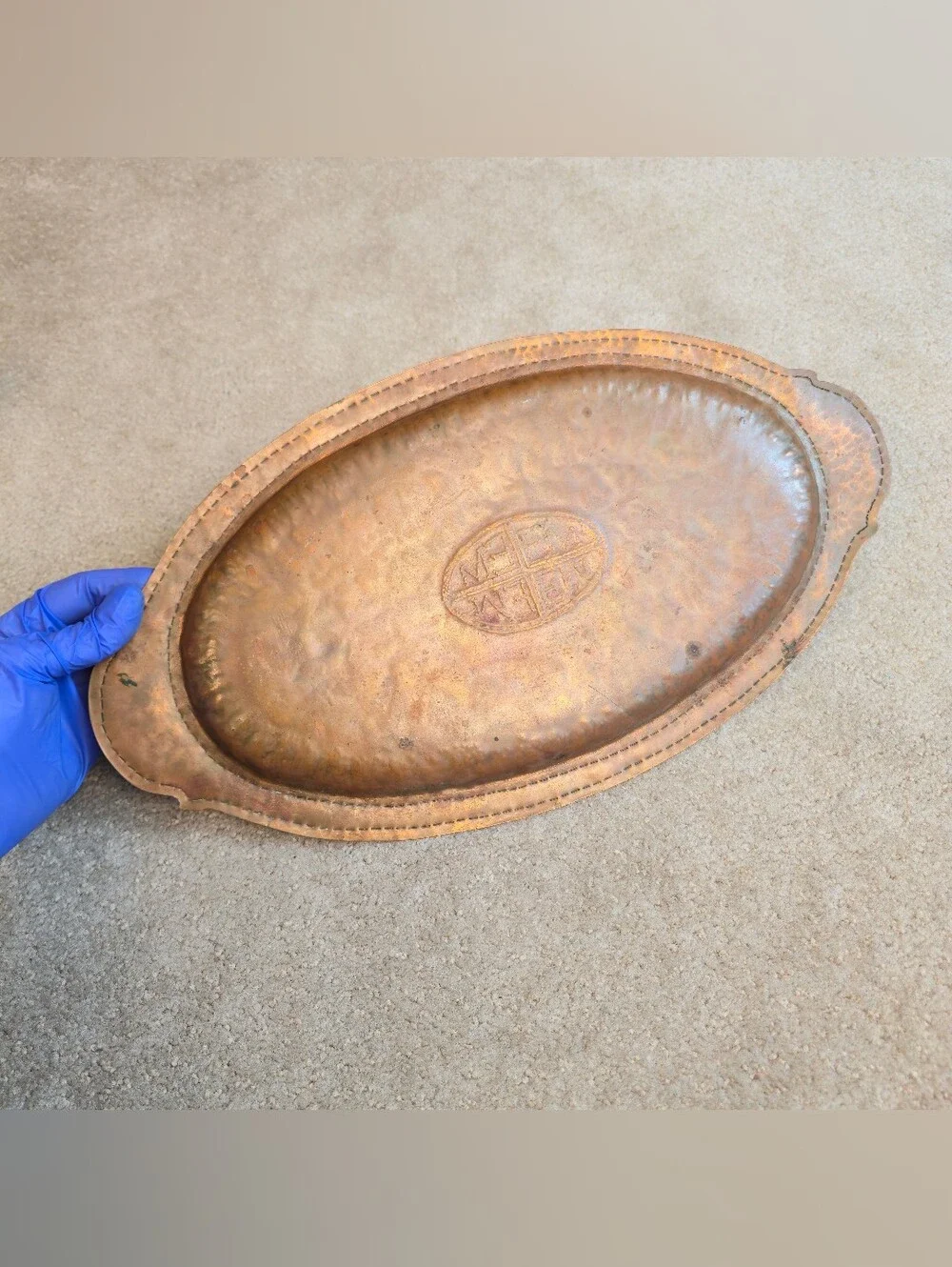 Vintage Hand-Hammered Copper Charger (serving) Plate